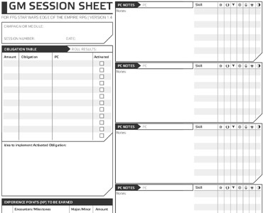 GM Session Sheet