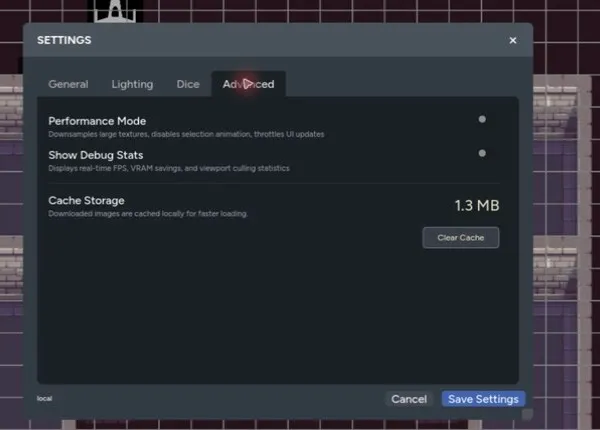 The Advanced tab in Maps settings