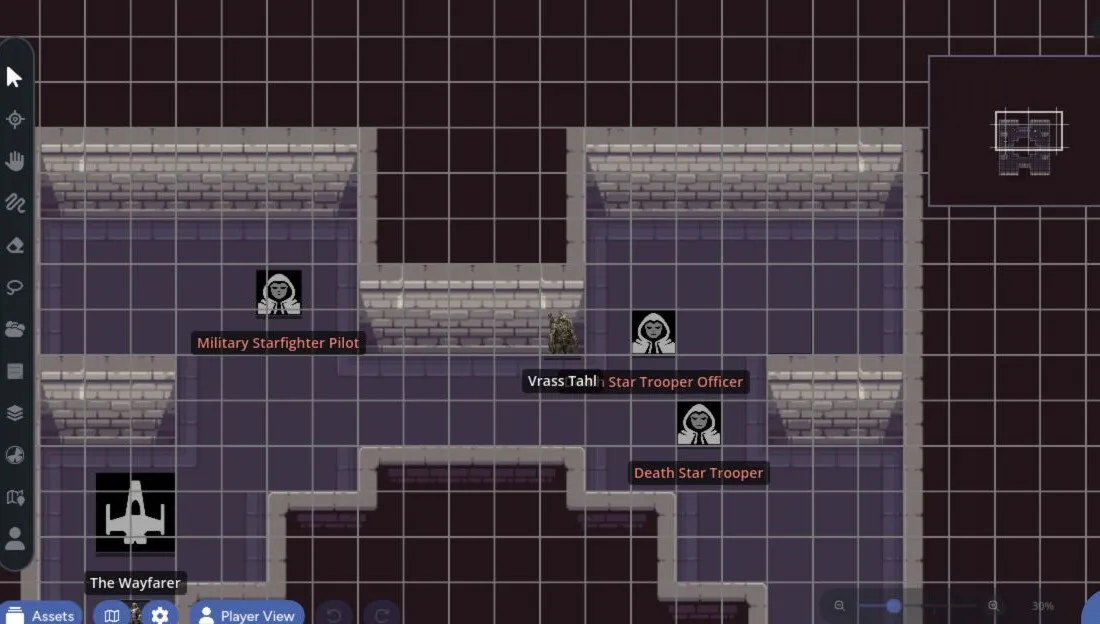 Linked character and vehicle tokens placed together on a map